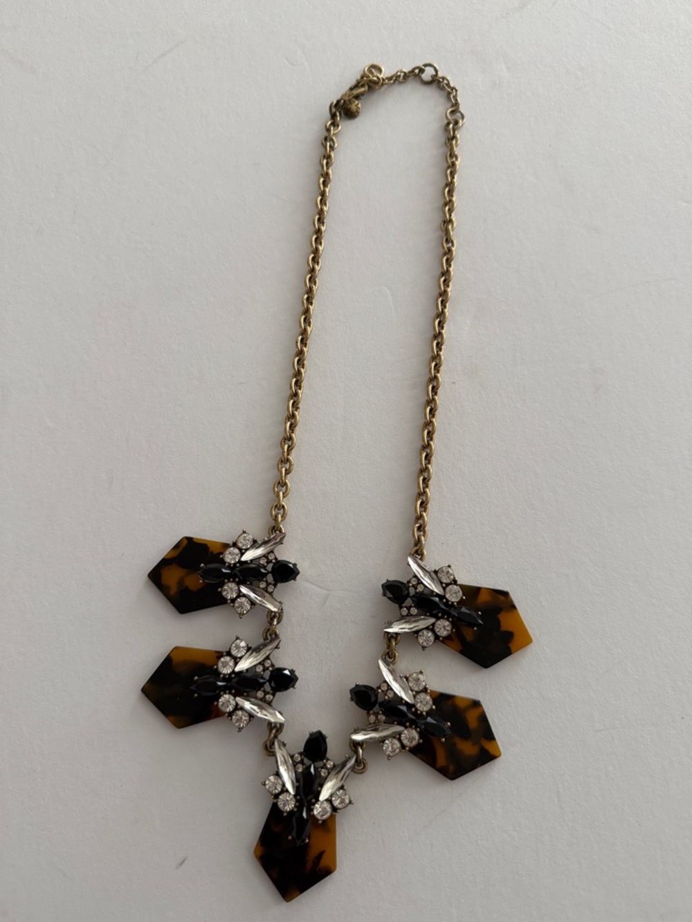 J. Crew Factory Gold-Tone Necklace with Tortoiseshell and Black Accents